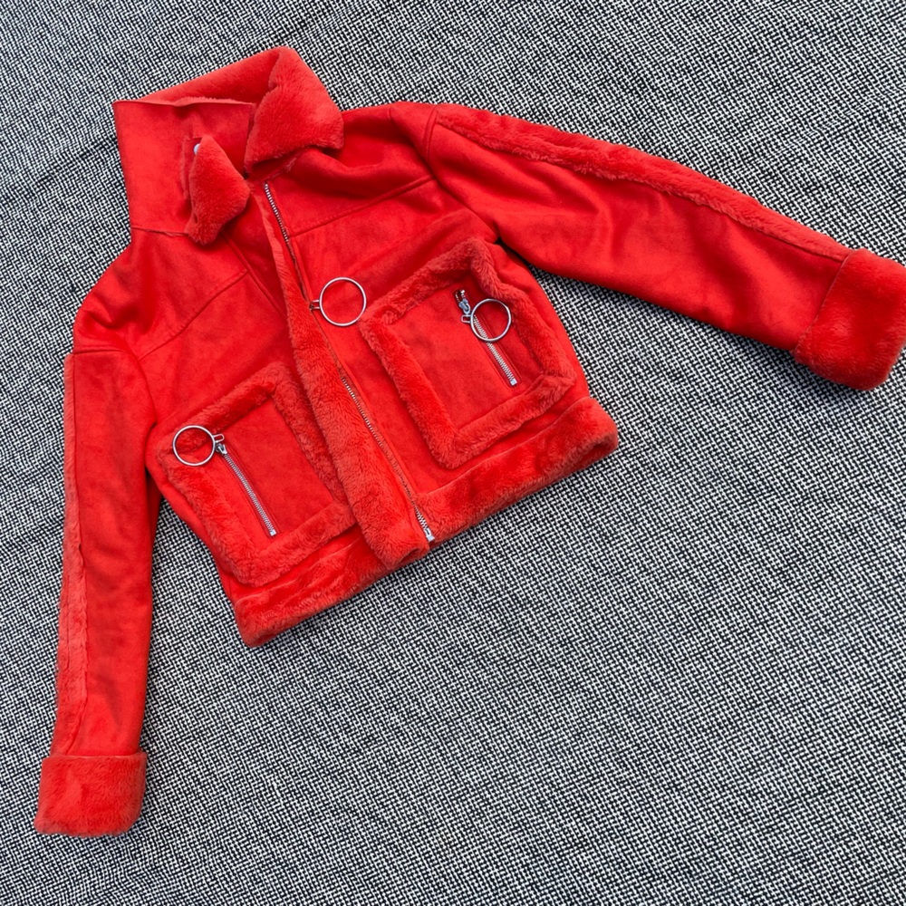 Orange Nasty Gal Faux Fur Suede Jacket